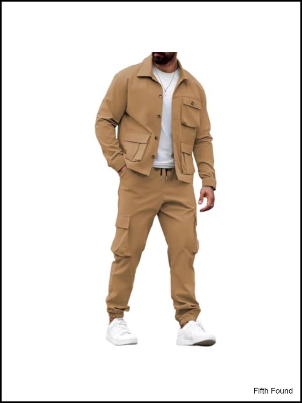 Men's 2 Piece Cargo Set Long Sleeve Jacket and Pants Casual Workout Outfit